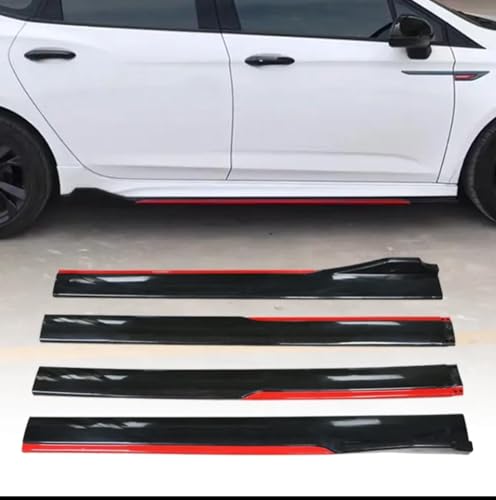 4PC Black-RED 240CM Side Splitter Gloss Body Line ABS Car Side Skirt Splitters Lip Winglet Body KIT Universal Splitter Auto Accessories