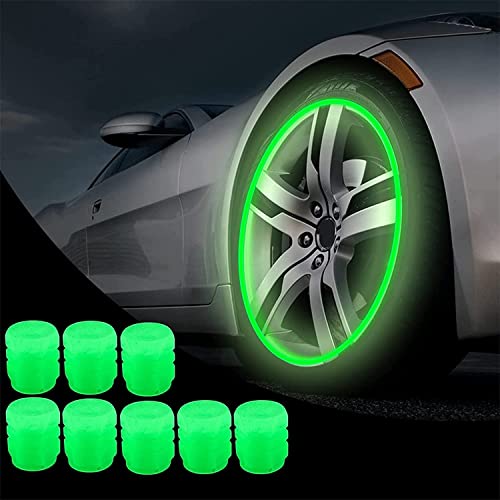 AARKRI SALES All-New Bike/Car Tyre Air Valve Caps – Universal Fluorescent Tire Valve Caps for Cars & Bikes with Neon Glow - Brighten Up Your Ride Instantly, (Pack of- 8, Green)