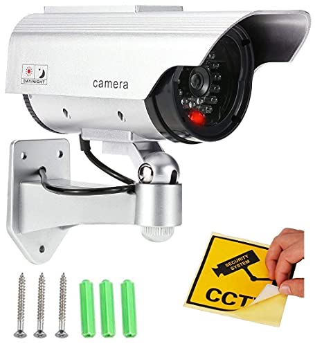 AARKRI SALES Dummy Security Camera – Fake Surveillance CCTV Camera with Blinking LED Light, Weatherproof Outdoor/Indoor Design, Realistic Look for Home and Business Deterrence (Pack of 1)
