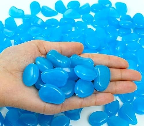 AARKRI SALES Glow in The Dark Rocks 100PCS Luminous Pebbles Glow Stones Outdoor Decor, Glowing Rocks for Garden Pond Path Lawn Yard, Glow Rocks Powered by Light or Solar (multicolour)