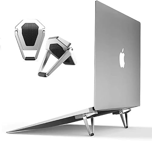 AARKRI SALES Mini Premium Metal Folding Portable Laptop Stand Non-Slip Base Tabletop Risers for 10-17 Inch Laptop & Keyboard & Tablet (Pack of 2pcs)