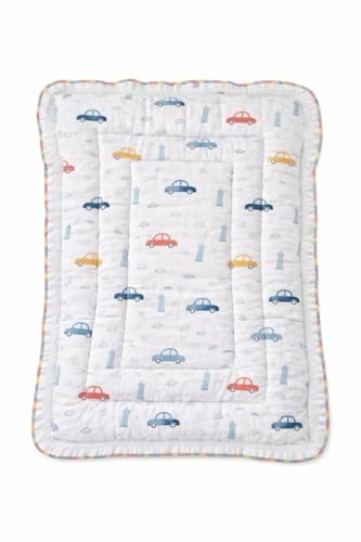 AAROVI Baby Muslin Godadi Mattress for Newborn (30 x 22 Inch) – Soft Breathable Cotton Baby Sleeping Mat, Lightweight Crib Mattress with Cute Car Print for Infants