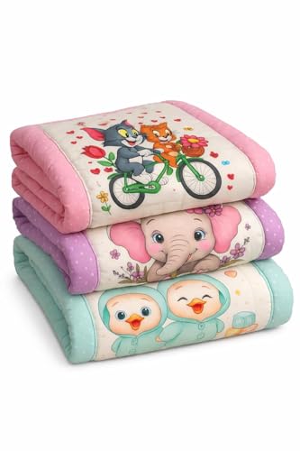 AAROVI New Born Baby Godadi Combo Set Soft Cotton godi| Godari | Baby Bed | Crib Sheet | Cartoon Mat Baby Godadi | Bedding Set | Multicolor | (Pack of 3)