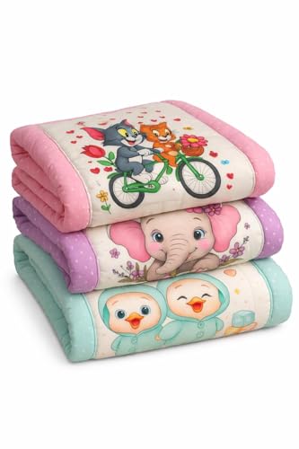 AAROVI New Born Baby Godadi Combo Set Soft Cotton godi| Godari | Baby Bed | Crib Sheet | Cartoon Mat Baby Godadi | Bedding Set | Multicolor | (Pack of 3)