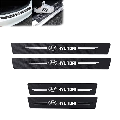 ACMUST 4Pcs Carbon Fiber Wrap Anti Scratch PPF Film Car Door Sill Protector Compatible for Exter, Creta, Venue, Verna, i10, i20, Aura, Alcazar, Tucson, Santro, Kona, Santafe, Ioniq, Getz, Accent, Eon