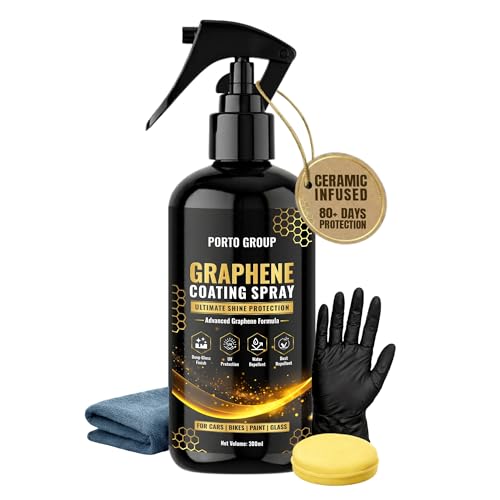 Advance Graphene Infused Ceramic Coating for Car & Bike 300ML | Ceramic Coating for High Gloss, Water Protection & Dirt Resistance | Includes Gloves, Sponge & Microfiber Cloth for Car Cleaning