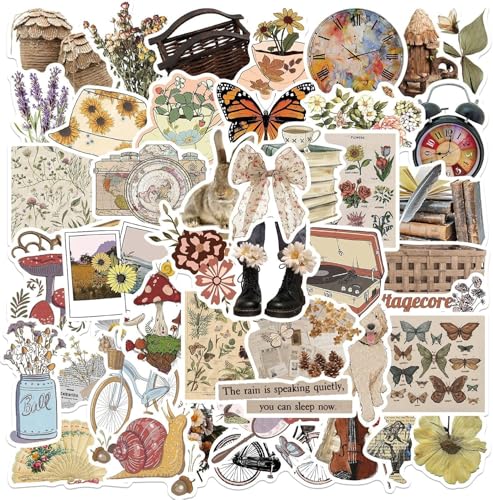 Aesthetic Retro Stickers Pack 50PCS, Cute Vintage Vinyl Waterproof Boho Stickers Scrapbooks, Laptops, Guitars, Phones, Pads, Skateboards, Bicycles, Motorcycles, Helmets (Camera Sticker)