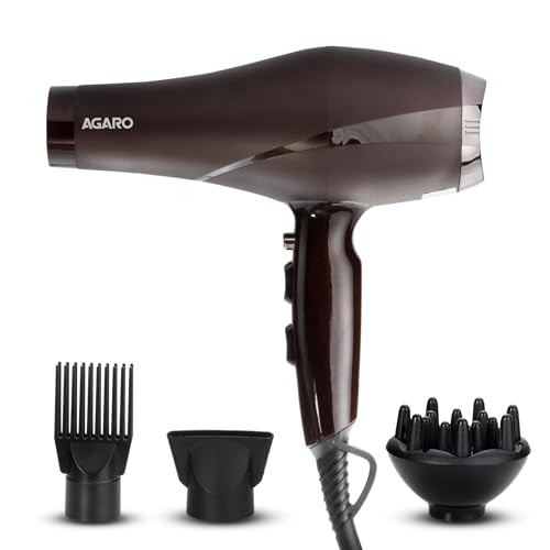 AGARO 2000W AC Professional Hair Dryer with Comb, Concentrator & Diffuser Nozzles, Hot & Cold Air, 2 Speed & 3 Temperature Settings with Cool Shot, Hair Dryer & Blower for Men & Women HD-1120