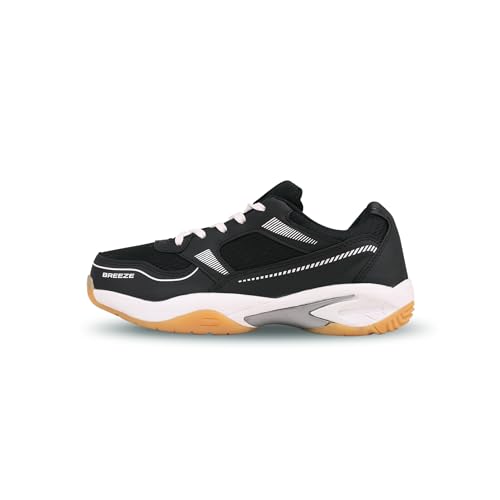 Aivin Breeze Men’s Badminton Shoes (Non-Marking) I Lightweight & Durable Indoor Sports Shoes for Squash, Table Tennis Black/White