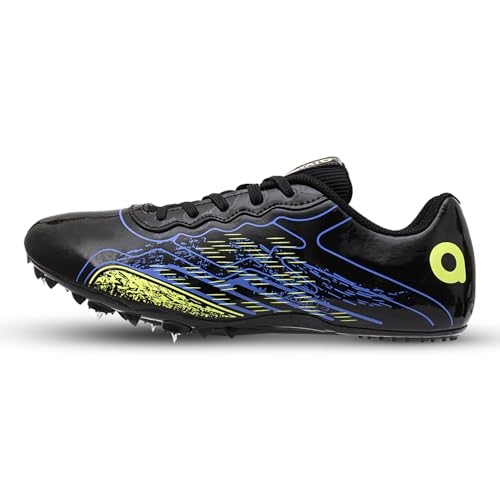 Aivin Race Spike Running Shoes | Athletic Spikes Track & Field Shoes for Men | Sprint Spikes | Outdoor Running Shoes | Track and Field Shoes (Black, UK Footwear Size System, Adult, Men, Numeric, Medium, 9)