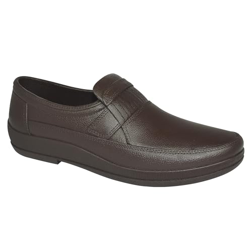 AJANTA Waterproof Loafers Slip-On Shoes for Men | Anti-Skid PVC Formal & Casual Shoes | Lightweight Office Shoes for Men | Comfortable Rain Shoes & Moccasin Footwear Brown