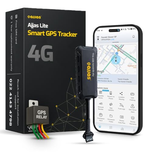 Ajjas 4G Lite (Remote Engine Lock) Wired Hidden AI Smart GPS Tracker for Car/Bike with Driving Score, Location Tracking, Geo-Fence Alert, 15+ Features (1 Year Free Platform)