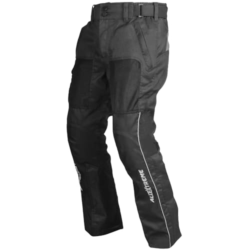 Allextreme AIR EVO Motorcycle Riding Pants Impact Protection HDEVA Protectors 300GSM Polyester Fabric for Men All-Season Outdoor Activity Universal Fit (Black)