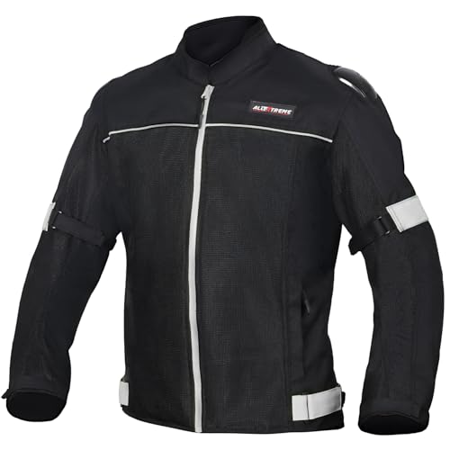Allextreme TRIPPER Bike Riding Jacket for Men with Back Elbows Shoulder Protection Armour | Mesh Fabric Motorcycle Rider Jacket for Bikers | Biker Protective Gear with Reflector (XL, Grey & Black)