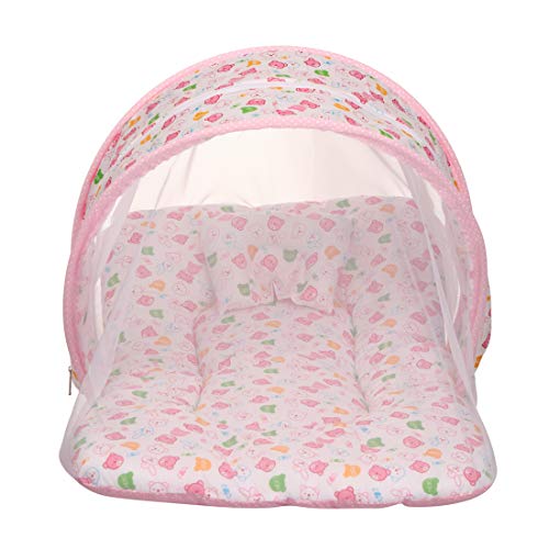 AMARDEEP Cotton Toddler Mosquito And Insect Protection Net/Modern Mattress Pink Teddy Print 70 * 40 Cms