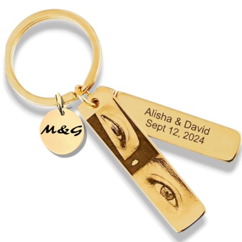 AMARKX Personalized Photo Keychain - Custom Laser Engraved Picture keyring for Men & Women, High-Definition, Birthday Gift for Boyfriend/Husband, Stainless Steel