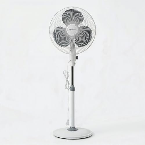amazon basics 16-Inch Pedestal Fan | Tilting Head | 1400 RPM | Silent Operation| 400mm Sweep Length (Grey)