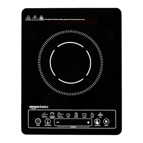 Amazon Basics 2200W Induction Cooktop | 8 Pre-Set Cooking Menus | LED Digital Display | Touch Panel I Energy Efficient, Auto Cut-off, 25A IGBT & 4KV Surge Protection I Smart Pan Sensor I Black