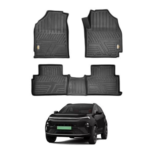 Amazon Basics 5D Custom Fit Car Floor Mats for Nexon EV/EV MAX | Odor Free Virgin Polymer | All Weather Waterproof Protection | Edge to Edge Coverage | 3 Piece Set