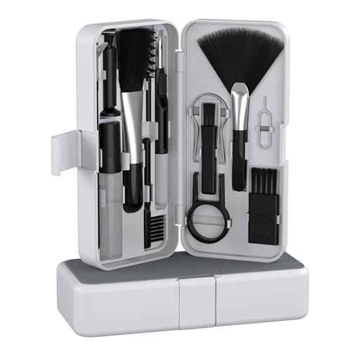 Amazon Basics Clean N 19-in-1 Smart Gadget Cleaning Kit | Multi-Device Cleaner for Smartphones, Laptops, Tablets, Earbuds & Keyboards | Compact All-in-One Electronic Cleaning Tool (White)