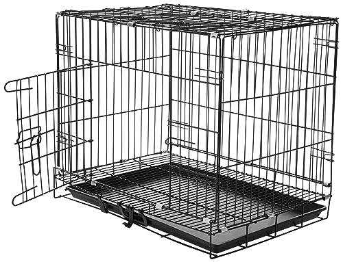 amazon basics Foldable Metal Wire Dog Cage/Crate/Carrier with Tray, Single Door, 24 Inch, Black, Medium