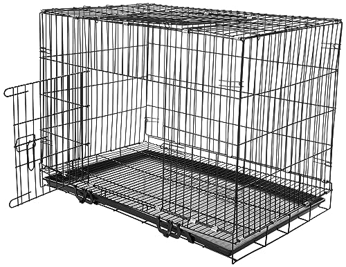 Amazon Basics Foldable Metal Wire Dog Cage/Crate/Carrier with Tray | Single Door | 36 Inch | 1 Level | Black