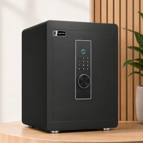Amazon Basics Pro Gross Capacity - 51L (Net - 46L), Biometric Fingerprint + Password Safe Locker Box for Home & Office | Digital Electronic Security Locker Safe With Dual Access, Anti Theft Steel Body