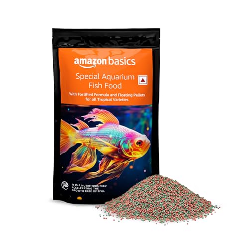 Amazon Basics Special Aquarium All Life Stages Fish Food Fortified Formula Floating Pellets for All Tropical Varieties Size 1.2 Mm 1 Kg