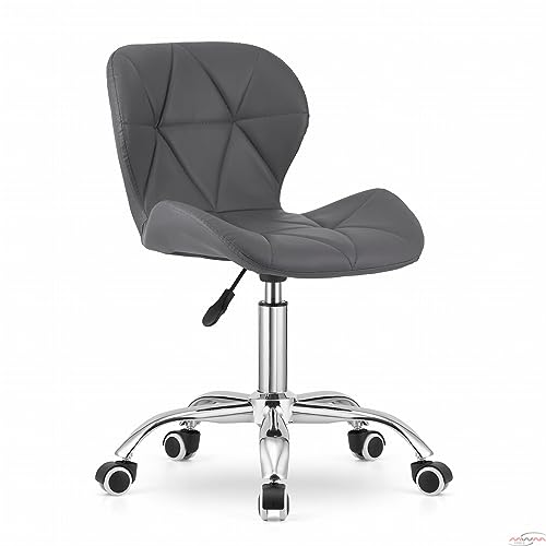 Amazon Brand - Umi Height-Adjustable Faux Leather Office Study Desk Chair for Salon, Bar, in Dark Grey Color