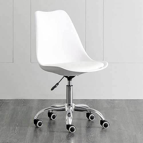 Amazon Brand - Umi Height-Adjustable Modern Revolving Rotary Arm Office Study Desk Chair - Ideal for Spa, Bar, Home - White Color