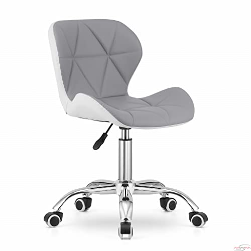 Amazon Brand - Umi Height-Adjustable Faux Leather Office Executive Study Desk Chair for Salon, Bar in Light Grey & White Color