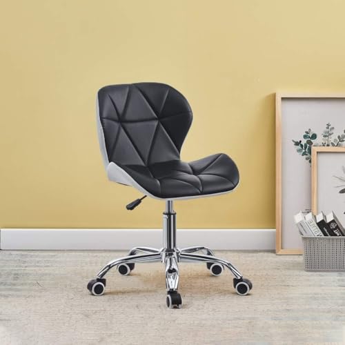 Amazon Brand - Umi Height-Adjustable Faux Leather Office Executive Study Desk Chair for Salon, Bar in Black & White Color