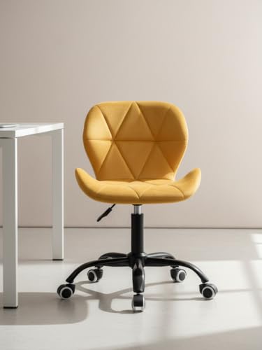 Amazon Brand - Umi Home Swivel Height-Adjustable Velvet Office Computer Study Desk Chair for Salon, Spa in Yellow Color