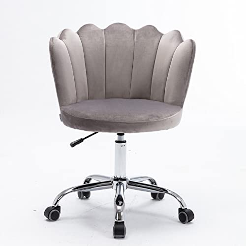 Amazon Brand - Umi Modern Ergonomic Mid-Back Velvet Swivel Chair with Height Adjustment and Wheels - Task Desk Office Executive Chair for Living Room, No Arms in Dark Grey Color