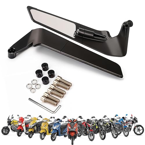 AMB Universal Bike Mirror Set - Wings for MT15 & Duke - Stealth Black Side Mirrors for Bikes - 8mm/10mm Nut Mounting - Aerodynamic Wing Design - Premium Motorcycle Accessories