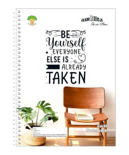 amblitz Spiral Notebook | 200 Pages | A4 Size | Single Line Ruled | Beautiful Covers with Motivational Quotes | Pack of 1 Notebook | School College Student Notemaking Notebook | 70 GSM Thick Paper