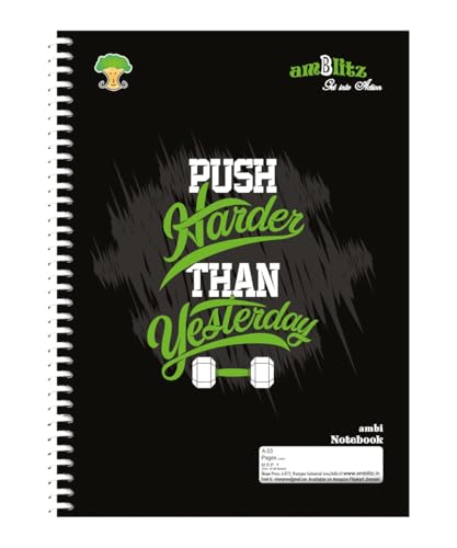 amblitz Spiral Notebook | 500 Pages | A4 Size | Single Line Ruled | Beautiful Covers with Motivational Quotes | Pack of 1 Notebook | School College Student Notemaking Notebook | 70 GSM Thick Paper