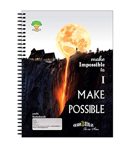 amblitz Spiral Notebook | Ruled | 200 Pages | Pack of 2 | A4 Size | 70 GSM Thick Paper | Spiral Notebook Combo |