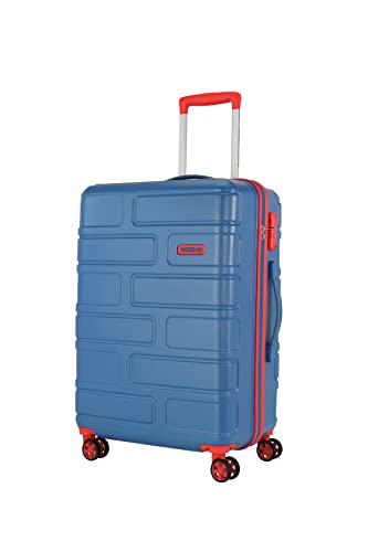 American Tourister Bricklane+ | Medium Size Check-in Trolley Bag (69 cm) | 360° 8 Wheel Travel Luggage | Hard Case Polycarbonate (PC) Suitcase | Mounted Combination Lock | Cobalt Blue