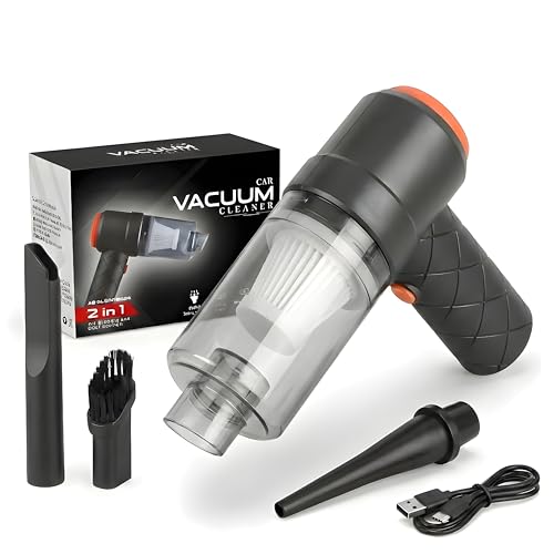 andrew james Portable Mini Car Vacuum Cleaner with Blower | Wireless Handheld Vacuum Cleaner for Car Use | HEPA Filter, Reusable Filter, USB Rechargeable | Car, Home, Keyboard & Desk Cleaning