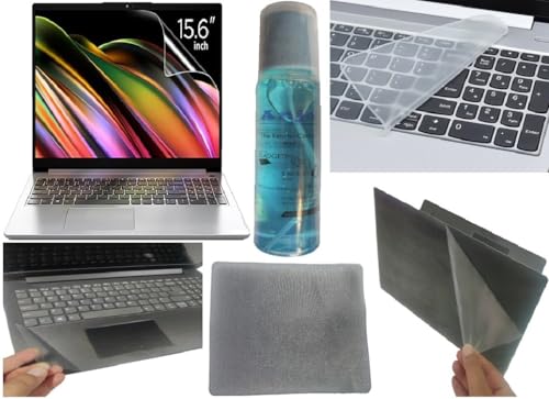 Anjo 6 in 1 Combo of 15.6 Inch & 16:9 Display Aspect Ratios Laptop Screen Protector, KeySkin, Body Lamination Trackpad & Lid (Transparent), Mouse Pad & Cleaner