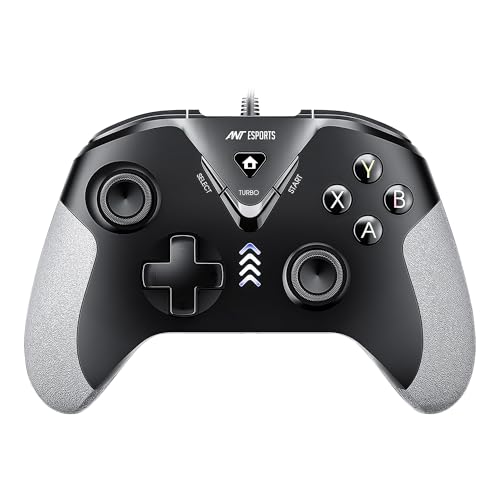 Ant Esports GP165 Wired Gaming Controller with Hall Effect Magnetic Triggers, Dual Vibration USB Gamepad for PC Windows 11/10/8/7 (X-Input & D-Input), PS3, Android, Turbo Function, 2.2m Cable, Black/Grey