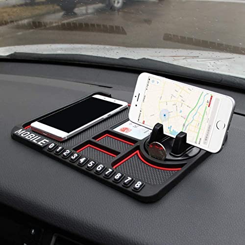 Anti-Slip Car Dashboard Mat with Mobile Phone Stand Holder | Non-Slip Sticky Rubber Pad for Car Accessories, Smartphone, GPS, Coins & Mobile Number Plate