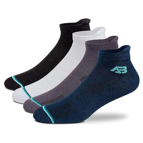 Antonio Benedetto Sports Ankle Length Unisex Socks, Made With Breathable, Anti Odour & Moisture Absorbent Combed Cotton with a Extra Durable Welt, Ideal for All Day Wear, Free Size (Pack Of 4)