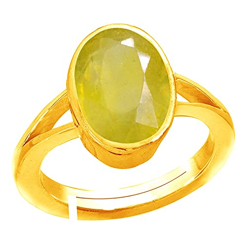 Anuj Sales 3.00 Carat A+ Quality Yellow Sapphire Pukhraj Gemstone Ring for Women's and Men's