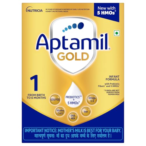 Aptamil Gold Infant Formula for Babies - Stage 1 (Upto 6 months) - with 5HMO and Prebiotics - 400gms -Bag-In-Box