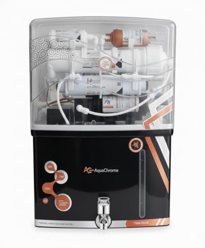 Aqua Chrome RO+UV+UF+ Water Purifier with Copper Filter and TDS Controller, 7 Stage Purification, Black