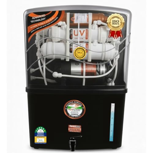 Aqua X Pure grand plus black Water Purifier with copper & zinc mineral booster | Advanced RO+UV+UF Technology | 20 LPH Fast Flow | 12 L Tank | 12 Stage Purification | 1 Year warranty.