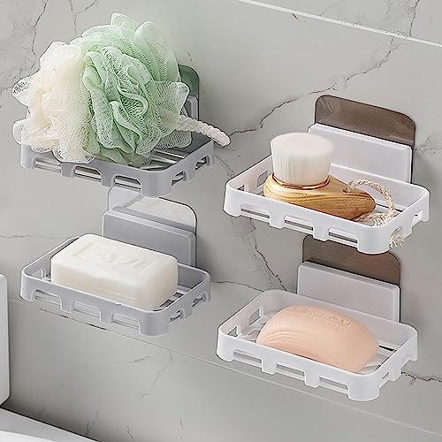 Arawaza Soap Holder 4 Pack, Soap Dish, Soap Stand for Bathroom, Soap Holder for Wall, soap case for Kitchen, Bathroom Accessories, Clearance Store, Kitchen Items, Plastic