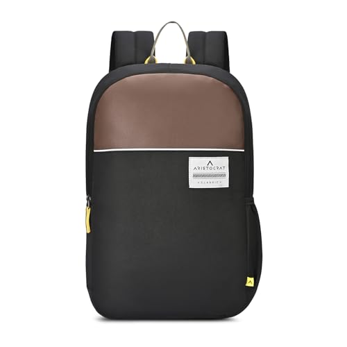 Aristocrat Lava 17 Inch Compatible Laptop Backpack 25L | Premium Durable Fabric | 2 Compartments with Side Bottle Pocket | Padded Backpanel | Office & Travel Backpack for Men & Women (Black)